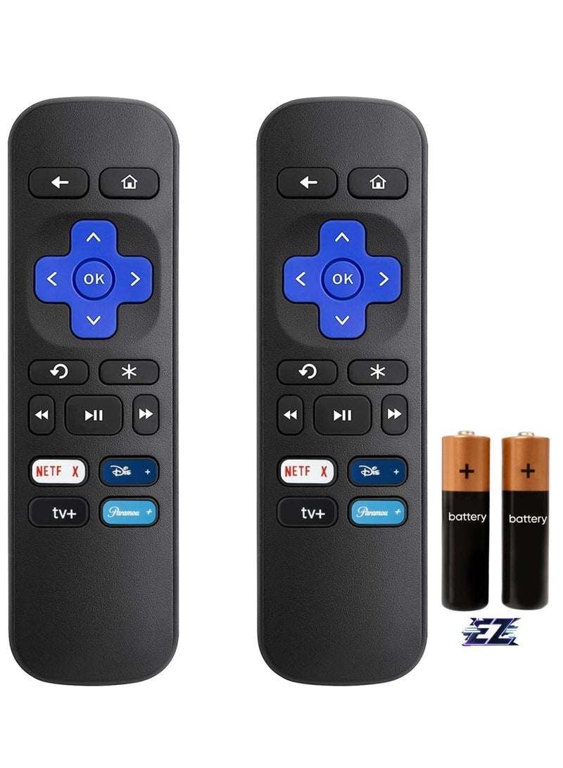 جهاز تحكم عن بعد بديل PopZa لجهاز Roku Express، متوافق مع Roku Premiere، Roku Box، Roku Player، Roku 1 2 3 4 - 【لا يتناسب مع أي عصا أو تلفاز】(عبوة 2) مع بطارية - Image 1