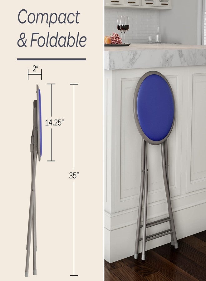 لافيش هوم كرسي قابل للطي من لافيش هوم - كرسي بدون مسند ظهر بطول 24 بوصة يتحمل وزن 225 رطلاً للمطبخ أو غرفة الترفيه - كراسي بار داخلية محمولة (أزرق) - Image 5