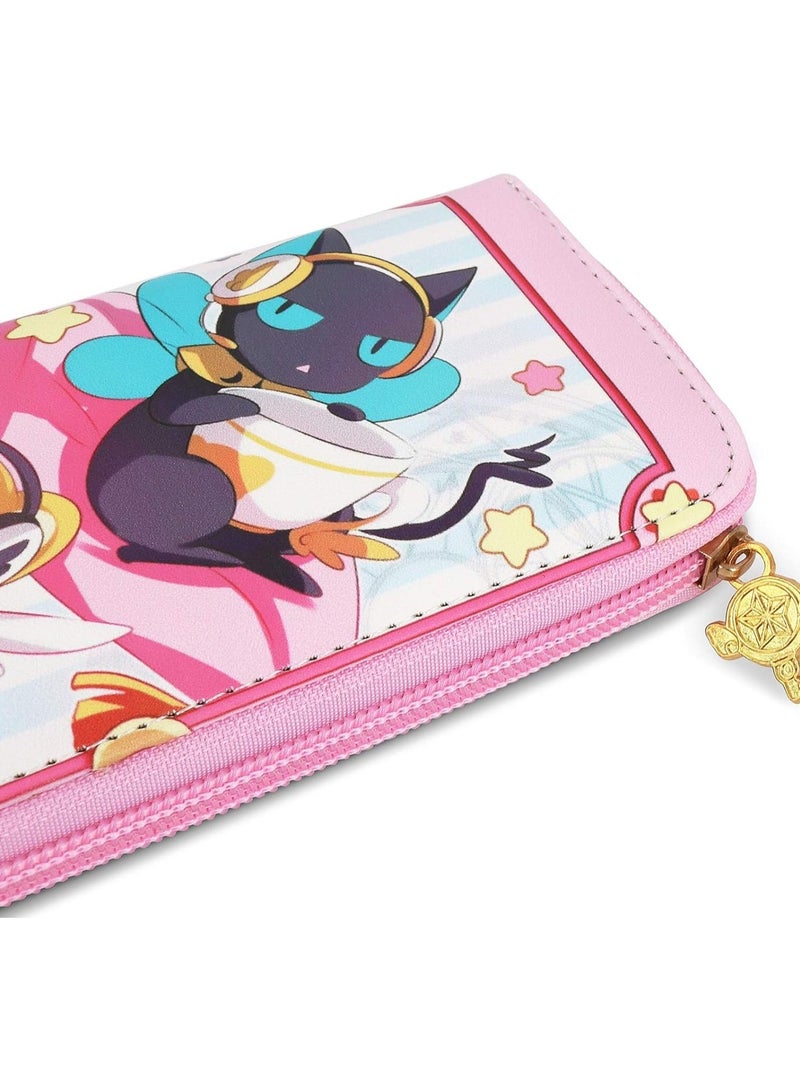 عام محفظة أنيمي كاردكابتور ساكورا النسائية محفظة نسائية من الجلد الصناعي محفظة نسائية طويلة باللون الوردي - Image 3