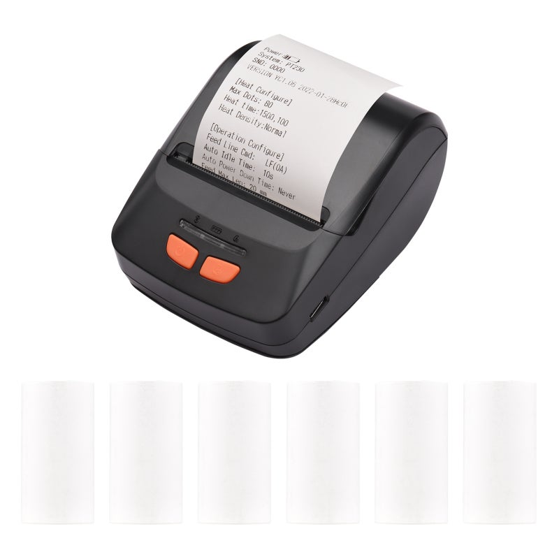 Bisofice Mini Thermal Receipt Printer 58mm Portable Wireless - 203dpi Direct Thermal Printing - Built-in 2000mAh Rechargeable Battery for Windows Android iOS - Image 1
