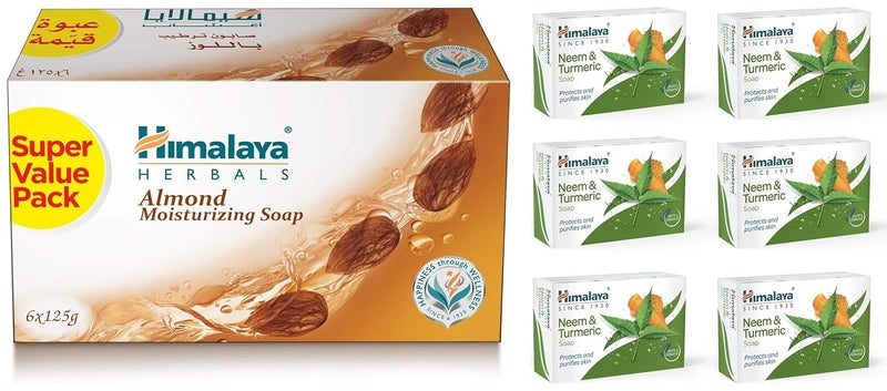 Himalaya Herbals Neem And Turmeric Soap 125g Pack Of 6 and Himalaya Herbals Cucumber and Coconut Soap 125g Pack of 6 - Image 1
