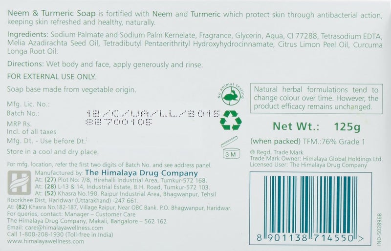 Himalaya Herbals Neem And Turmeric Soap 125g Pack Of 6 and Himalaya Herbals Cucumber and Coconut Soap 125g Pack of 6 - Image 4