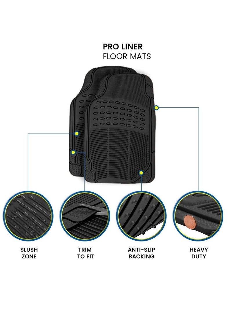 3 Row ProLiner Original Heavy Duty 4pc Front  Rear Rubber Floor Mats for Car SUV Van (Fits 3rd Row Vehicles)  All Weather Protection Universal Fit - Image 2