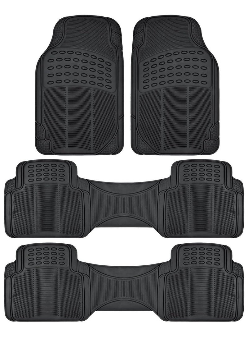 3 Row ProLiner Original Heavy Duty 4pc Front  Rear Rubber Floor Mats for Car SUV Van (Fits 3rd Row Vehicles)  All Weather Protection Universal Fit - Image 1
