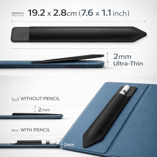 Mizi Pencil Holder Sticker for Apple Pencil Pro, Apple Pencil (USB-C), 1st and 2nd Gen, Elastic Stylus Pocket Pouch Adhesive Pen Sleeve Attached to Case for Apple Pencils and Other Stylus Pens - Black - Image 3
