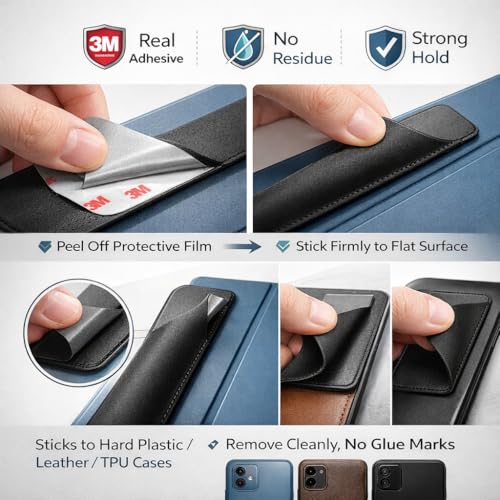 Mizi Pencil Holder Sticker for Apple Pencil Pro, Apple Pencil (USB-C), 1st and 2nd Gen, Elastic Stylus Pocket Pouch Adhesive Pen Sleeve Attached to Case for Apple Pencils and Other Stylus Pens - Black - Image 5