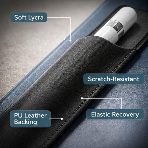 Mizi Pencil Holder Sticker for Apple Pencil Pro, Apple Pencil (USB-C), 1st and 2nd Gen, Elastic Stylus Pocket Pouch Adhesive Pen Sleeve Attached to Case for Apple Pencils and Other Stylus Pens - Black - Image 4