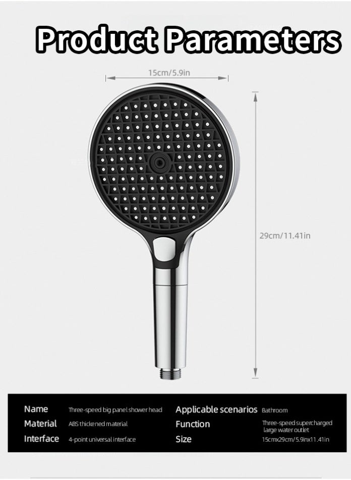 مودي رأس دش عالي الضغط بثلاثة أوضاع مع رش قابل للتعديل، موفر للمياه، سهل التركيب، دش محمول باليد بطول 15 سم للحمام - كروم - Image 3
