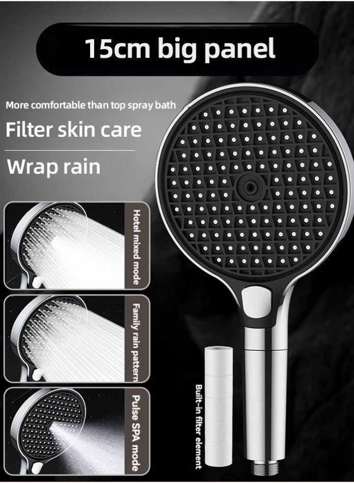 مودي رأس دش عالي الضغط بثلاثة أوضاع مع رش قابل للتعديل، موفر للمياه، سهل التركيب، دش محمول باليد بطول 15 سم للحمام - كروم - Image 1