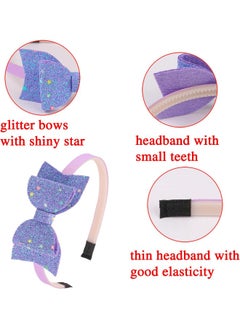 XIMA XIMA Bows Headbands For Girls, Kids Headbands 3.5 inch Sequin Glitter Hairband With Bow Little Girls Hair Bands, Pack of 10  - Image 3
