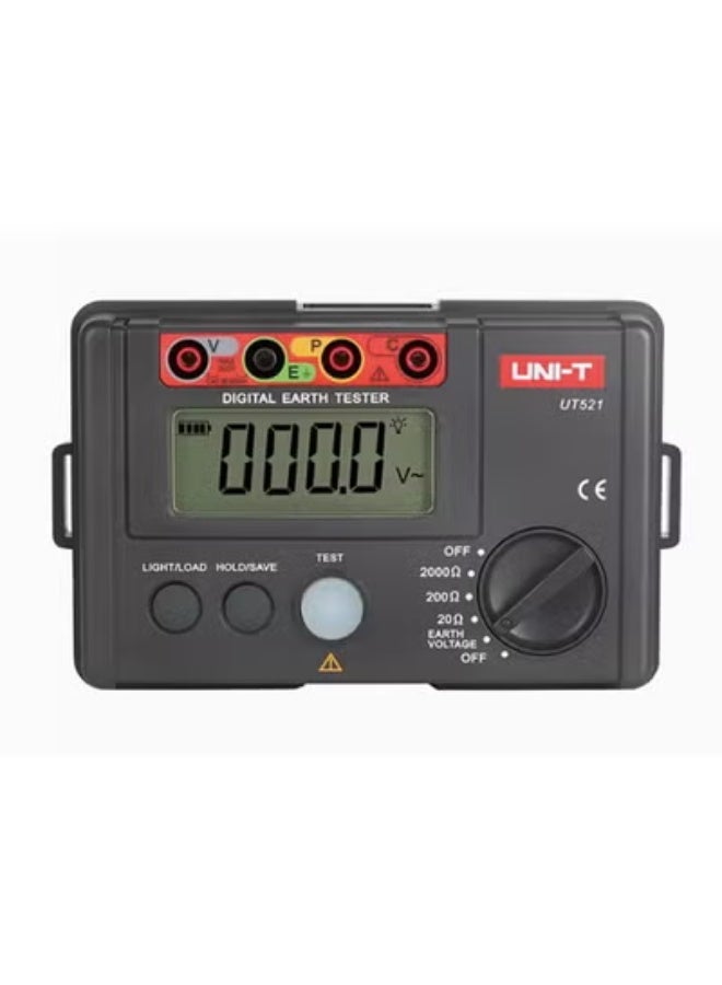 UNI-T Resistance Meter, UT521 Digital Earth Tester Earth Ground Insulation Resistance Meter Ohmmet LCD Backlit Data Logging with Handbag - Image 2