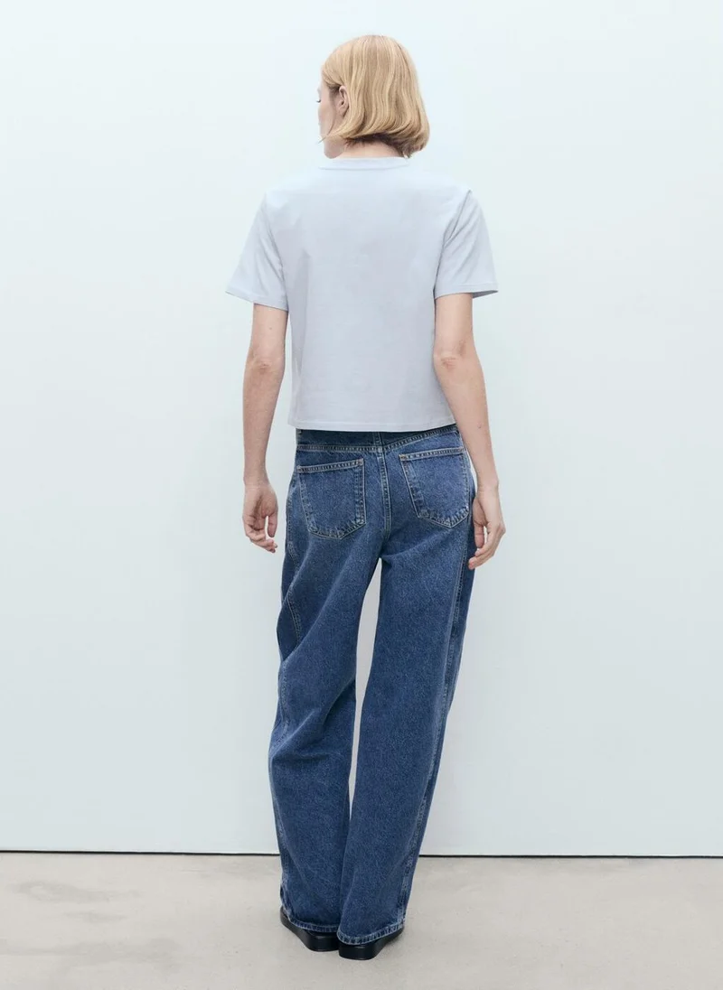 MANGO Flower Detail Crew Neck T-Shirt