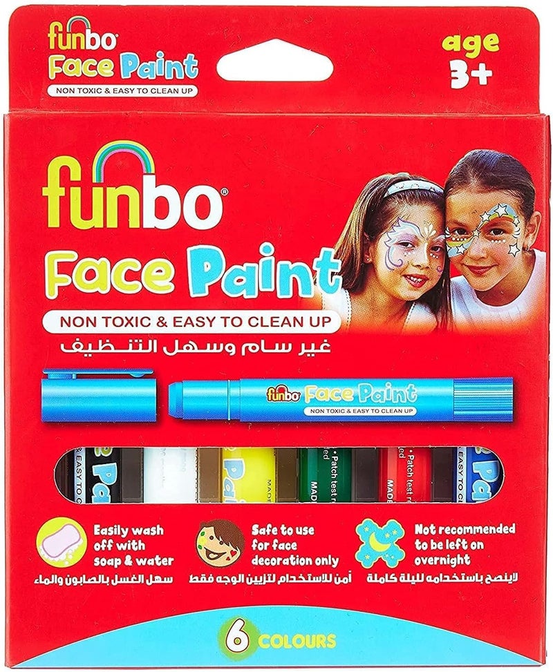 Funbo Face Paint, 6 Color Set - Non-Toxic and Easy to Clean - Image 1