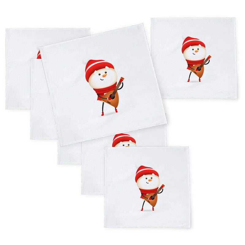 Khakee 6 Pcs Christmas Theme Tafta Silk Table Napkins 10x 10 for Xmas Decoration Christmas OrnamentsChristmas Gift npxmas158P - Image 1