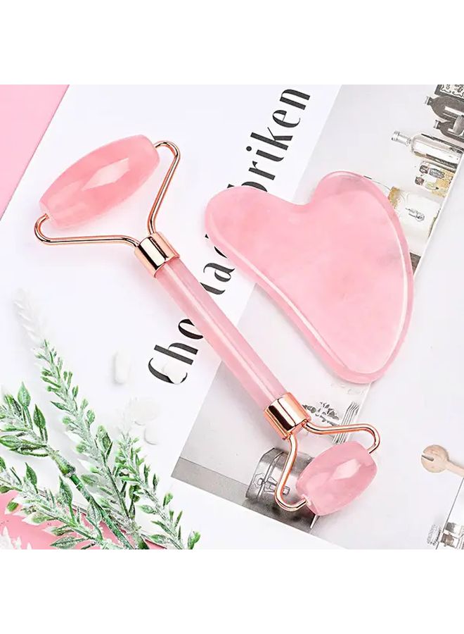 أدوات تدليك الوجه: مجموعة رولر جوا شا الوردي ولوحة الكشط للعناية بالبشرة - Image 2