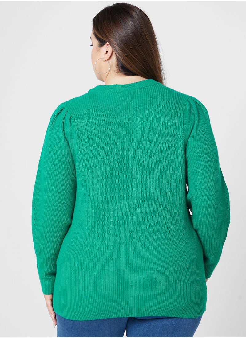 Only Carmakoma - Crew Neck Knitted Sweater - Image 1