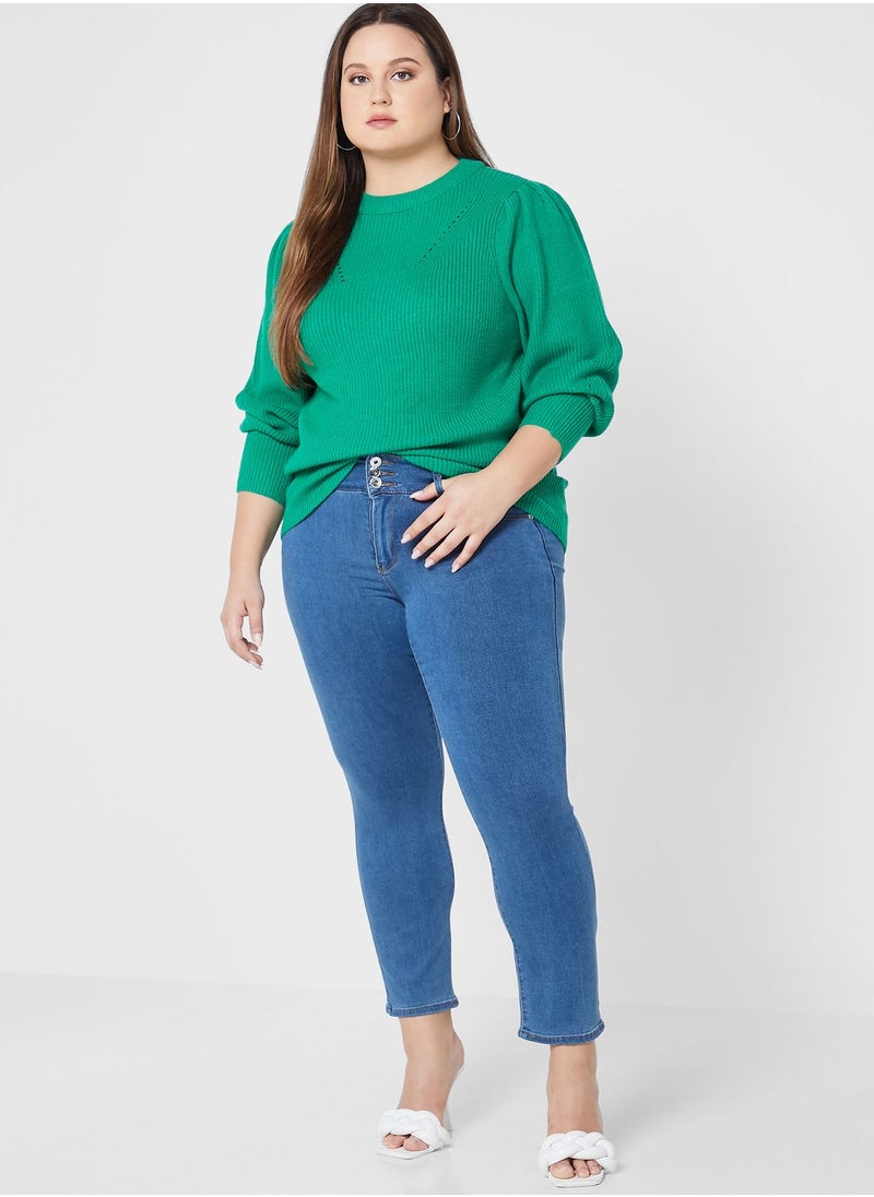 Only Carmakoma - Crew Neck Knitted Sweater - Image 1