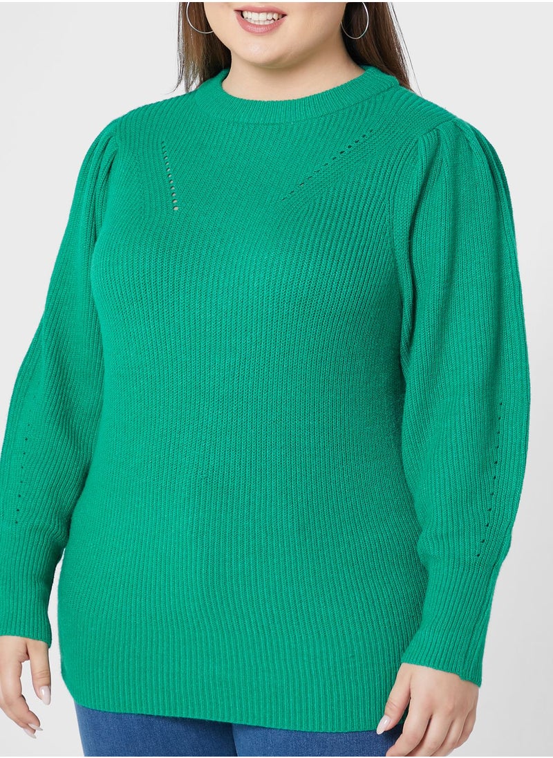 Only Carmakoma - Crew Neck Knitted Sweater - Image 1