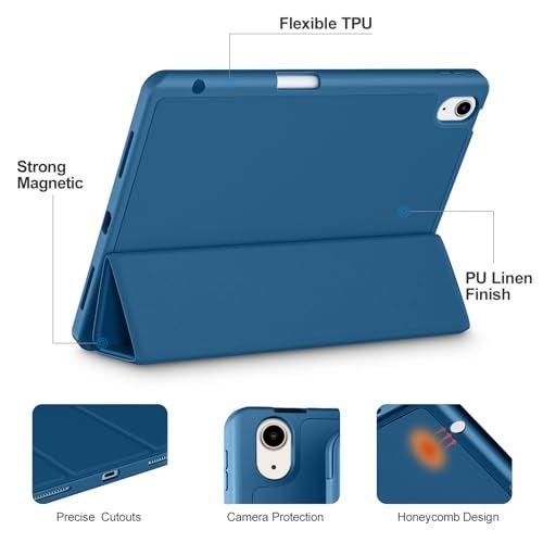 Akkerds Compatible with iPad Air 11 Inch Case 8th/7th/6th Generation (M4/M3/M2) 2026/2025/2024, for iPad Air 5th/4th Generation Case 10.9 Inch 2022/2020 with Pencil Holder[Auto Sleep/Wake], Bluemist - Image 3