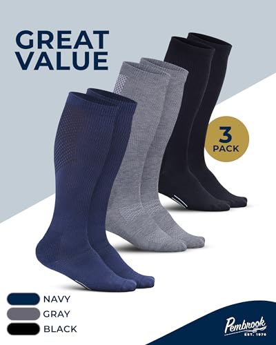 Pembrook Compression Socks for Men - 3 Pack | Graduated Compression Socks for Men | Travel, Athletic, Work, Support | Black, Gray, Nvy - Image 5