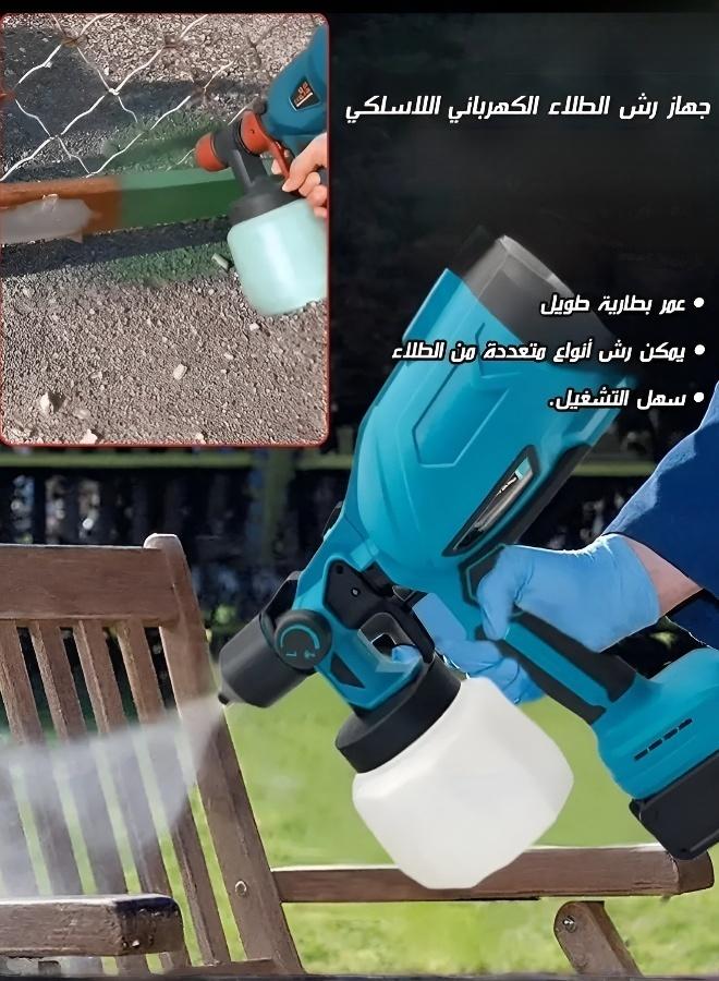 مسدس رش طلاء لاسلكي ببطارية ليثيوم 18 فولت | مسدس رش كهربائي محمول HVLP بفوهة قابلة للتعديل لطلاء المنازل والأثاث والجدران والسيارات - Image 2