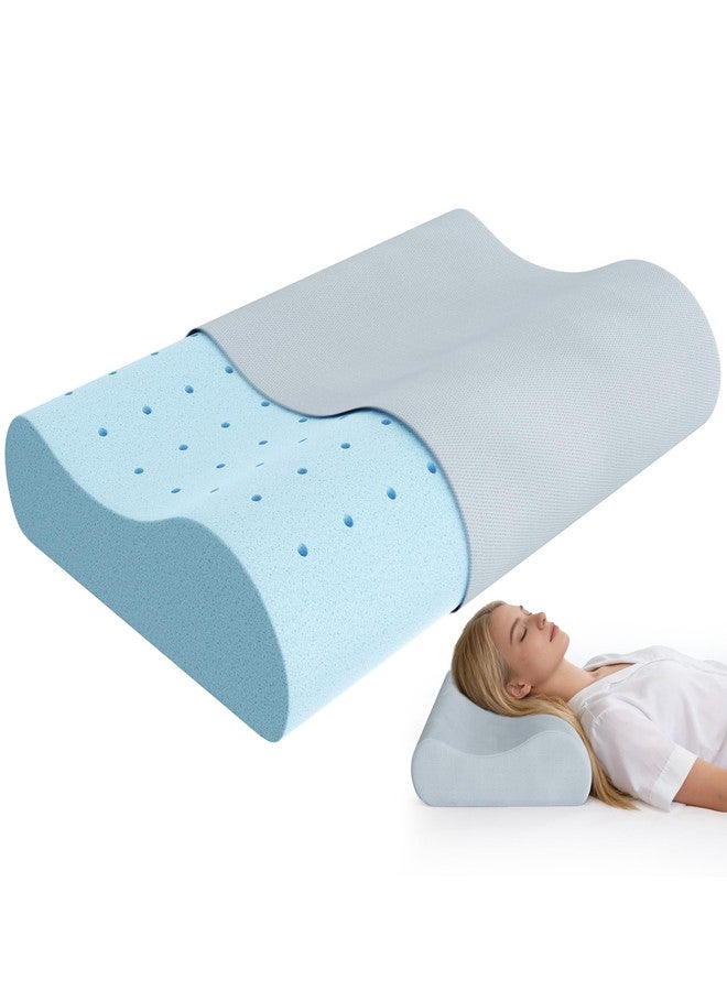 Releep Gel Memory Foam Pillow, Wave Contour Neck Support Pillow, Cooling Cervical Neck Pillow with Airflow Holes, Ergonomic Orthopedic Pillow for Side and Back Sleepers - Image 1