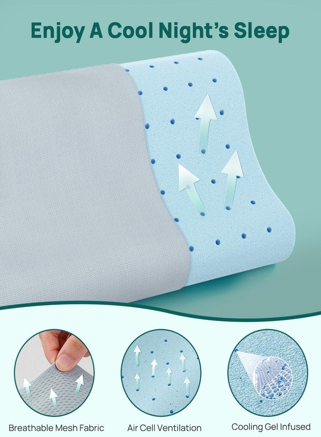 Releep Gel Memory Foam Pillow, Wave Contour Neck Support Pillow, Cooling Cervical Neck Pillow with Airflow Holes, Ergonomic Orthopedic Pillow for Side and Back Sleepers - Image 2