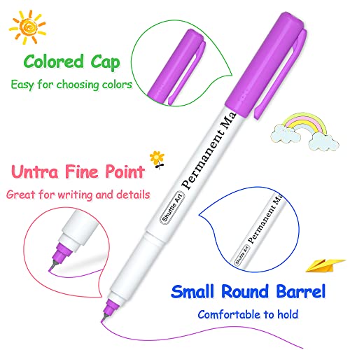 Shuttle Art Permanent Marker, 30 Colors Ultra Fine Point, Assorted Colors, Works on Plastic,Wood,Stone,Metal and Glass for Kids Adult Coloring Doodling Marking - Image 4