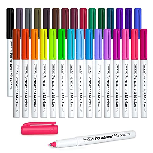 Shuttle Art Permanent Marker, 30 Colors Ultra Fine Point, Assorted Colors, Works on Plastic,Wood,Stone,Metal and Glass for Kids Adult Coloring Doodling Marking - Image 1