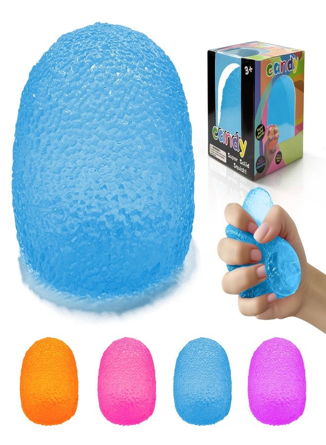 AuraGlaze Stress Balls-Gumdrop Squishy Stress for Kids and Adults, Super Solid Squeeze Ball, Sensory for Stress Relief, Birthday, Easter Basket Stuffers and Party Favors (Blue) - Image 1