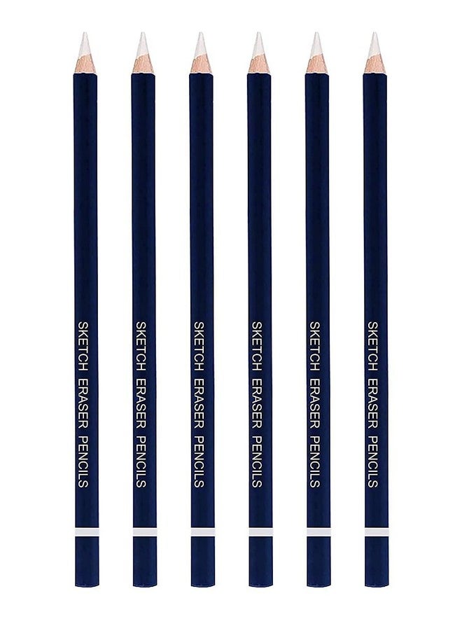 deziine Deziine� Fx. Pencil Eraser for Artists Set of 6 Non-Toxic Eraser (Set of 6, White, Blue)  - Image 2