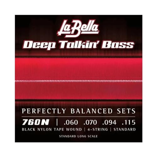 La Bella 760N Deep Talkin' Bass Black Nylon Tape, 4-String Standard Bass Guitar Strings 60-115 - Image 3