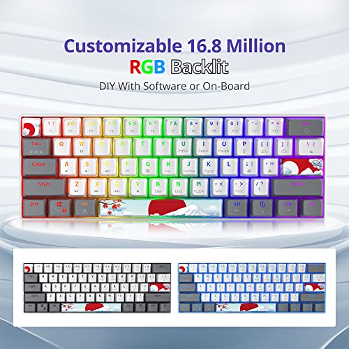 Owpkeenthy RGB Mechanical Keyboard 60 Percent Red Switches, Ultra-Compact Mini Wired Gaming Keybaord with Backlit PBT Dye-Sub Keycaps for Win/Mac/PC (White/Red Switch) - Image 2