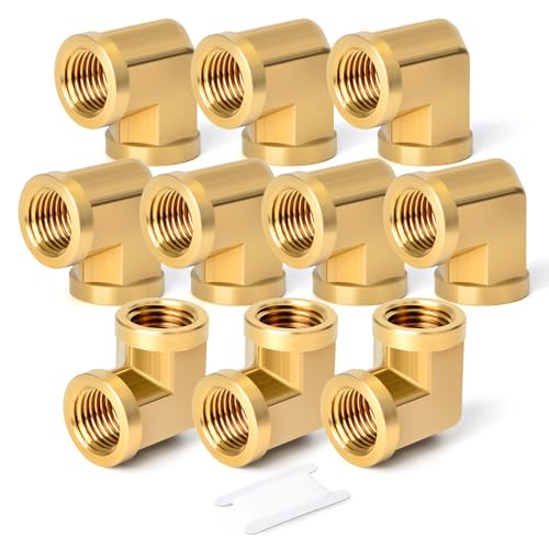 GASHER 5pcs 90 Degree Barstock Street Elbow, 1/4 Inch NPT Female Pipe to 1/4 Inch NPT Female Brass Pipe Fitting - Image 1