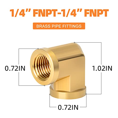 GASHER 5pcs 90 Degree Barstock Street Elbow, 1/4 Inch NPT Female Pipe to 1/4 Inch NPT Female Brass Pipe Fitting - Image 2