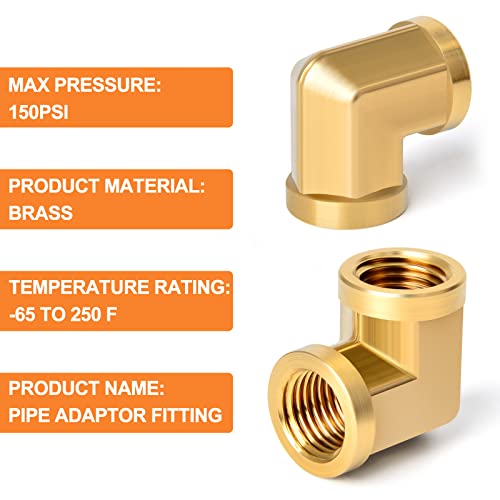 GASHER 5pcs 90 Degree Barstock Street Elbow, 1/4 Inch NPT Female Pipe to 1/4 Inch NPT Female Brass Pipe Fitting - Image 3
