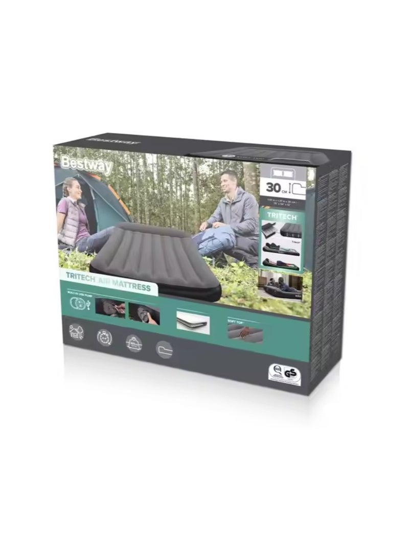 Bestway QUEEN SIZE 1.91m X 1.37m X 30cm Double AIR Mattress with Built-in Pump USB - No: 671BR - Image 4