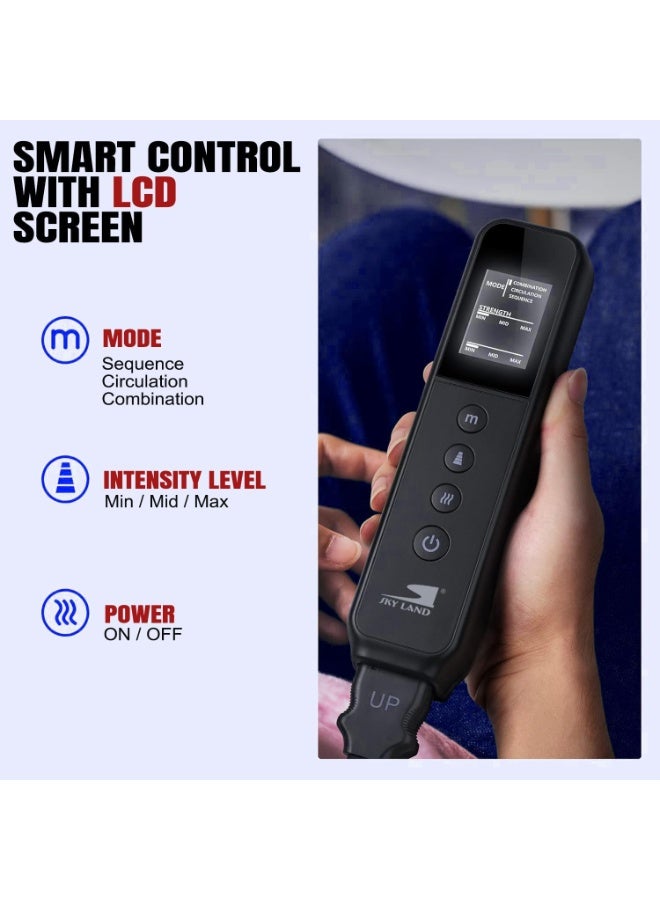 SKY LAND Air Compression Full Leg & Foot Massager with Heat – 3 Intensities, 3 Modes, 3 Heat Levels – Improves Circulation, Relieves Fatigue, Faster Muscle Recovery, Pain Relief – EM-2197 - Image 5