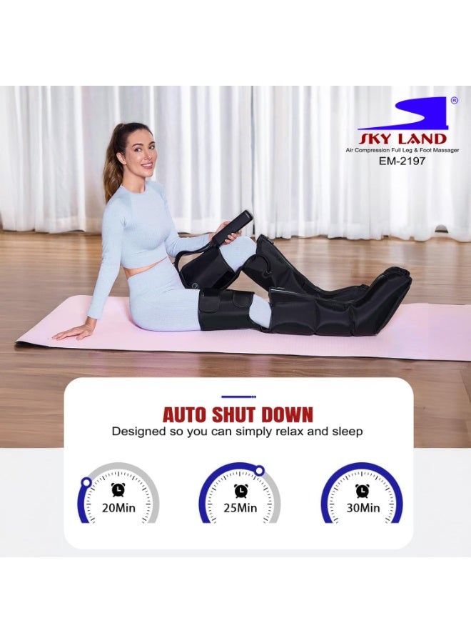 SKY LAND Air Compression Full Leg & Foot Massager with Heat – 3 Intensities, 3 Modes, 3 Heat Levels – Improves Circulation, Relieves Fatigue, Faster Muscle Recovery, Pain Relief – EM-2197 - Image 4