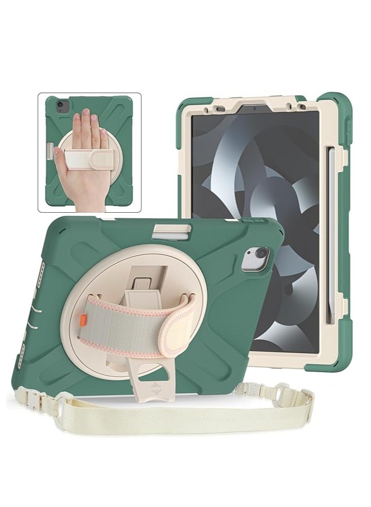 Kids Shockproof Case Compatible with iPad Air 13 inch (2024) M2, Heavy Duty Rugged Case with Hand Strap Kickstand and Shoulder Belt for iPad Air 13 Inch (Green)  - Image 1