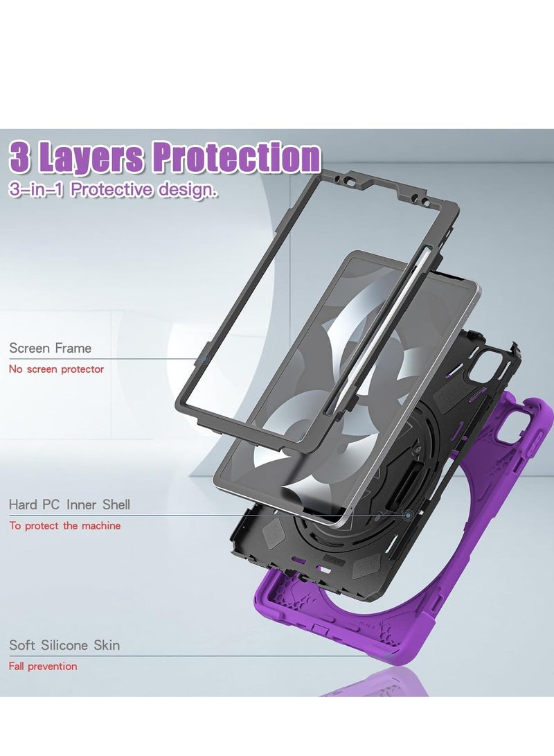 Kids Shockproof Case Compatible with iPad Air 13 inch (2024) M2, Heavy Duty Rugged Case with Hand Strap Kickstand and Shoulder Belt for iPad Air 13 Inch (Green)  - Image 2