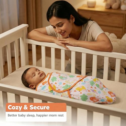 a baby cherry - Baby Swaddle Wrap for New Born || Adjustable Swaddle for New Born Baby || 100% Cotton Soft Baby Blanket for 0-6 Months - Pack of 2 (Multi-Color, 200 GSM) - Image 4