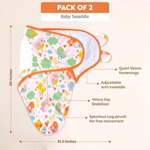 a baby cherry - Baby Swaddle Wrap for New Born || Adjustable Swaddle for New Born Baby || 100% Cotton Soft Baby Blanket for 0-6 Months - Pack of 2 (Multi-Color, 200 GSM) - Image 2