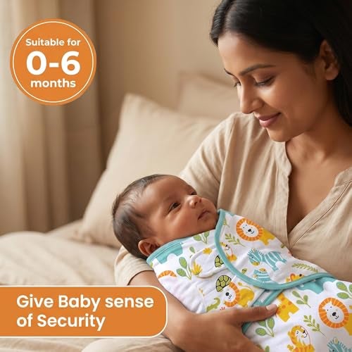 a baby cherry - Baby Swaddle Wrap for New Born || Adjustable Swaddle for New Born Baby || 100% Cotton Soft Baby Blanket for 0-6 Months - Pack of 2 (Multi-Color, 200 GSM) - Image 5