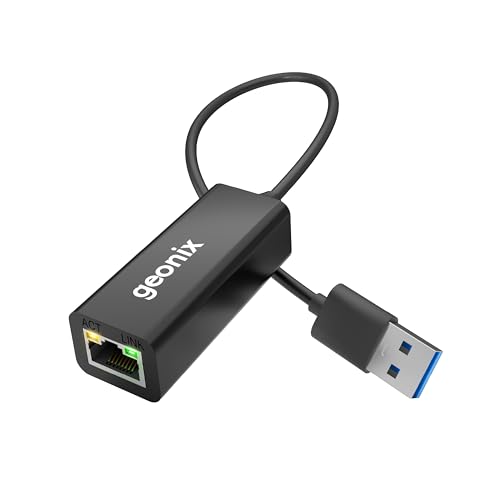 Geonix Befit E5 USB 3.0 to rj45 Ethernet Adapter, 1000Mbps LAN Network Converter, Plug & Play,Compact ABS Build, Compatible with Windows & Mac OS etc, LED Indicator | Black - Image 1