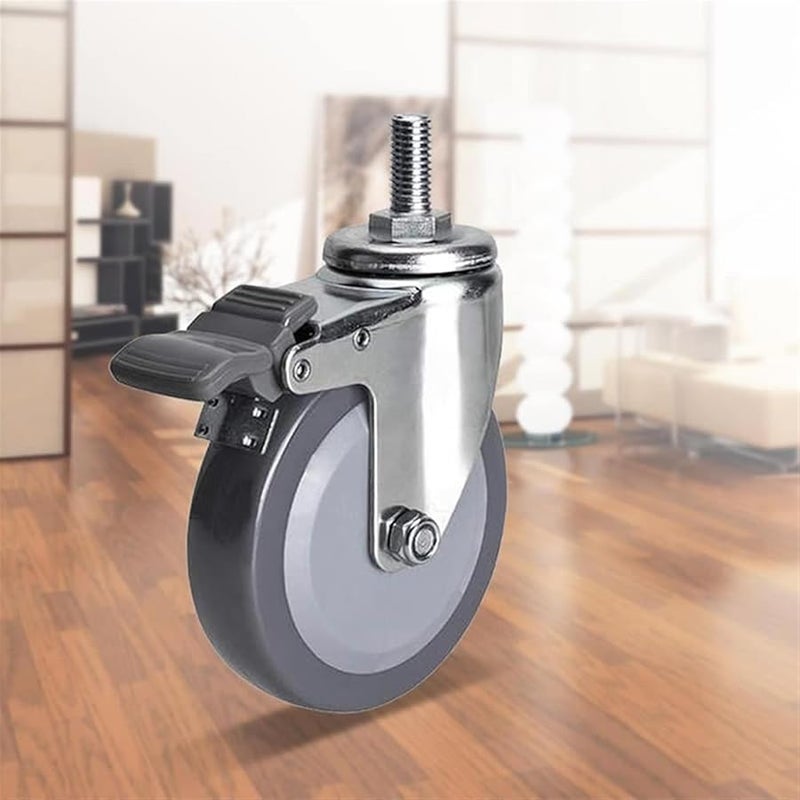 3 Inch Universal PU Tread Wheel Casters With Brake Wear Resistant Furniture Casters - Image 5