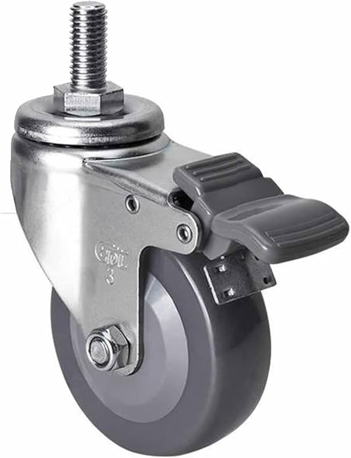 3 Inch Universal PU Tread Wheel Casters With Brake Wear Resistant Furniture Casters - Image 2