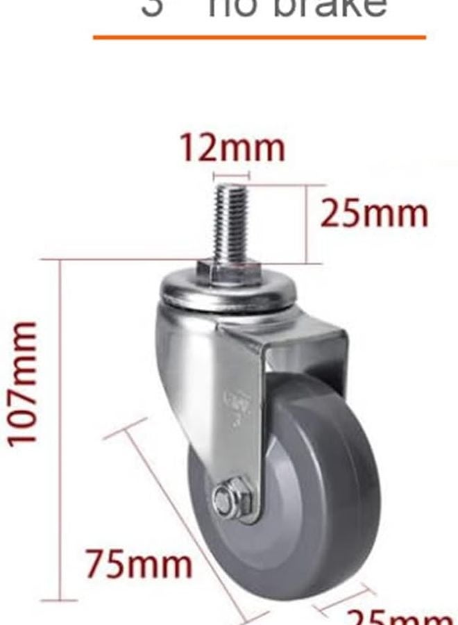 3 Inch Universal PU Tread Wheel Casters With Brake Wear Resistant Furniture Casters - Image 3