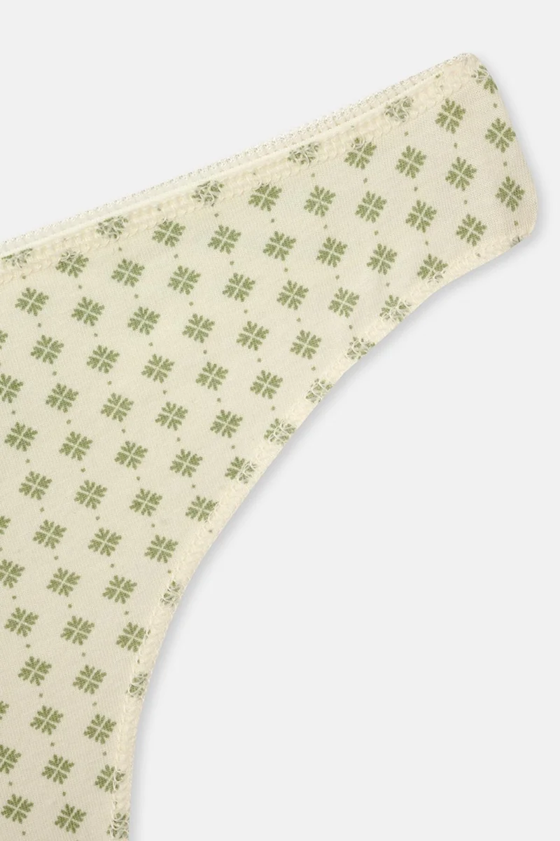 dagi Salmon-Green Women's 3-Patterned Thong Panties