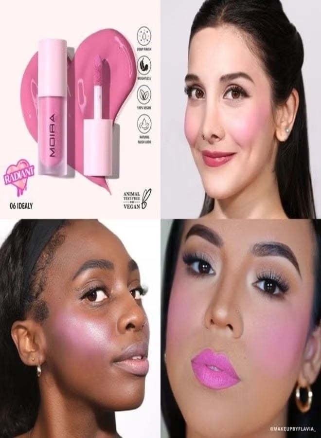 مويرا أحمر خدود سائل MOIRA Love Steady - 06: تركيبة مثالية وخفيفة الوزن وقابلة للبناء، لمسة نهائية ندية تدوم طويلًا، مرطب وقابل للمزج، نباتي وخالٍ من القسوة، 0.17 أونصة سائلة (5 مل) - Image 2